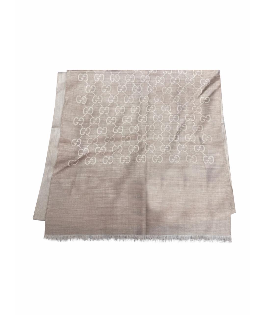 GUCCI Бежевый шерстяной шарф, фото 1
