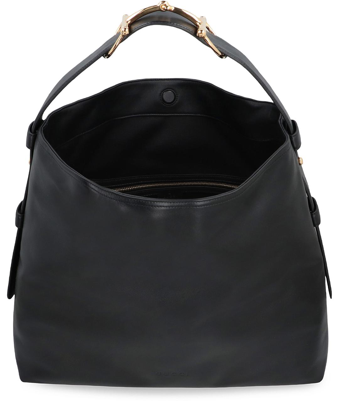 GUCCI Черная кожаная сумка тоут, фото 5