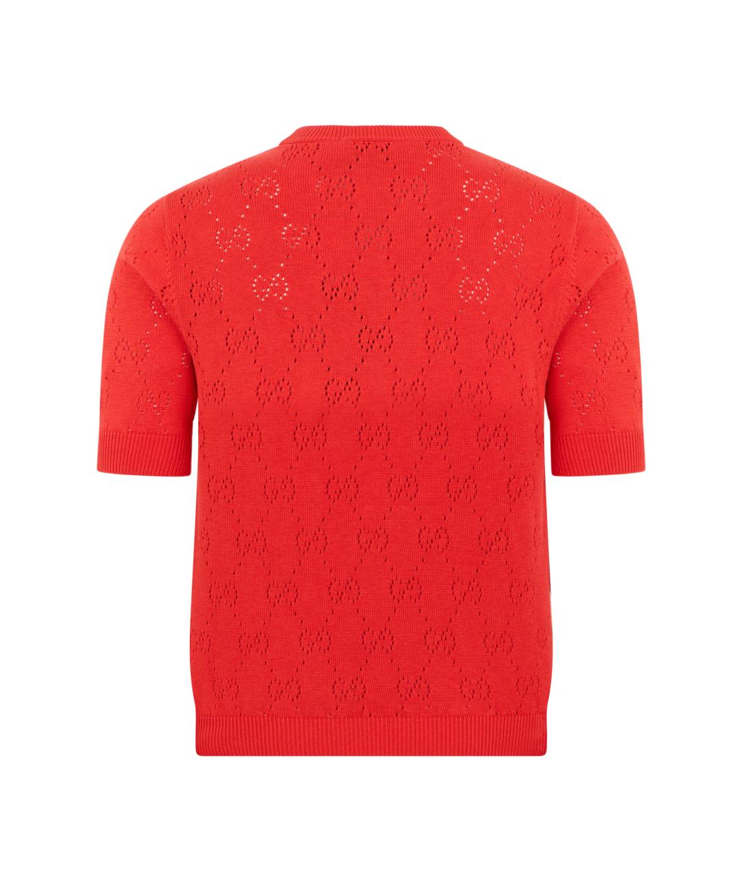 GUCCI Красная хлопковая футболка, фото 2