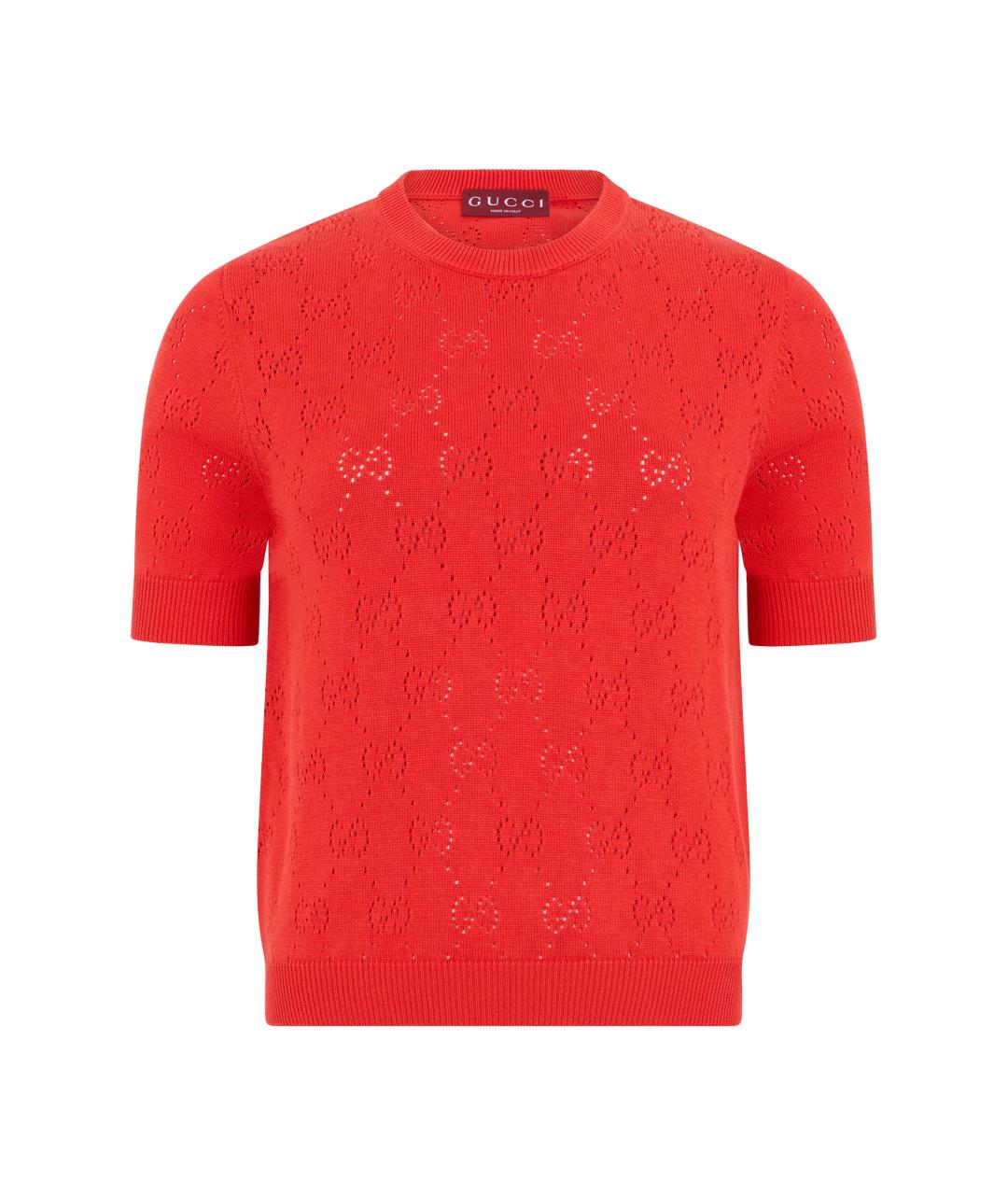 GUCCI Красная хлопковая футболка, фото 1