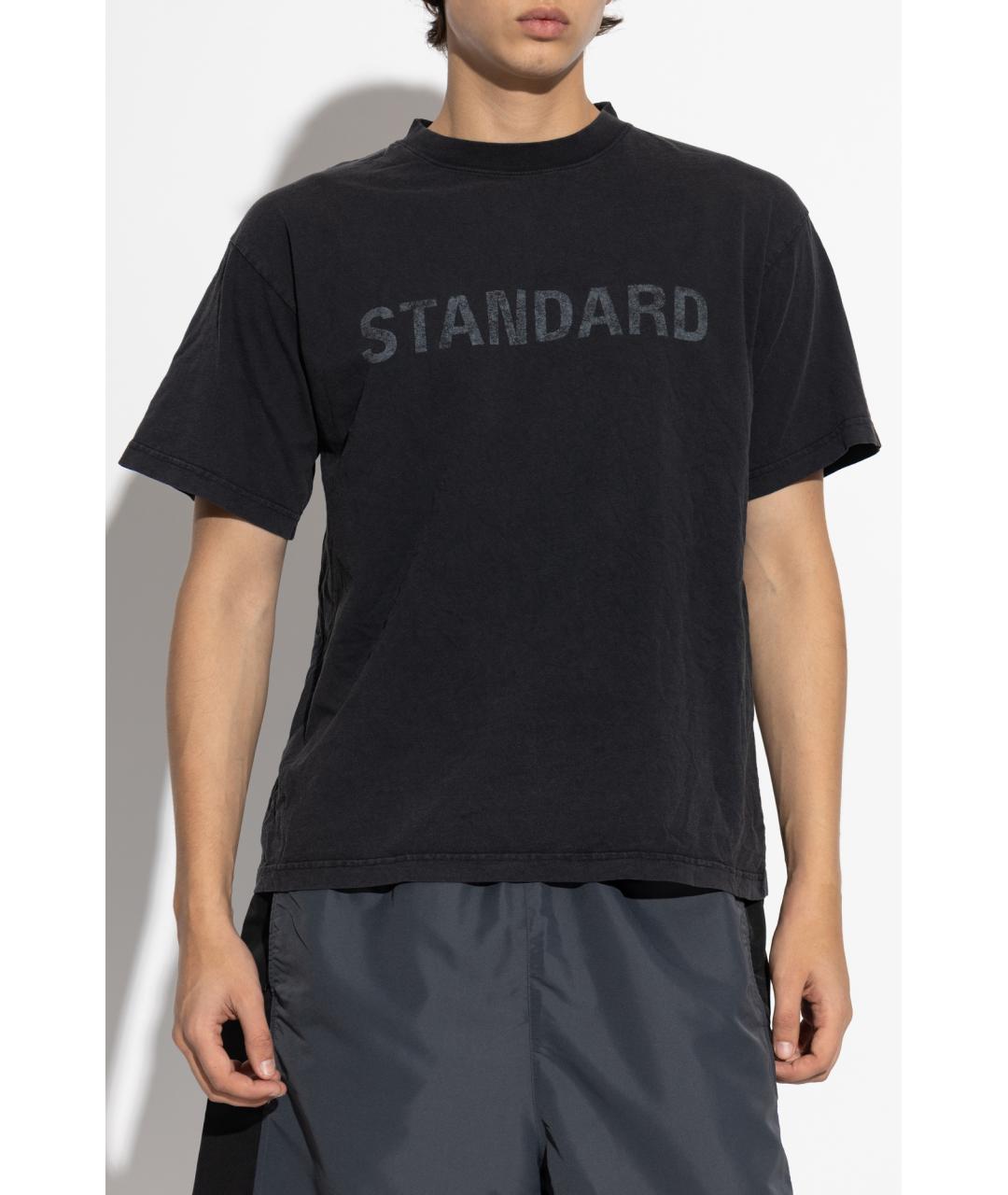 BALENCIAGA Черная хлопковая футболка, фото 3