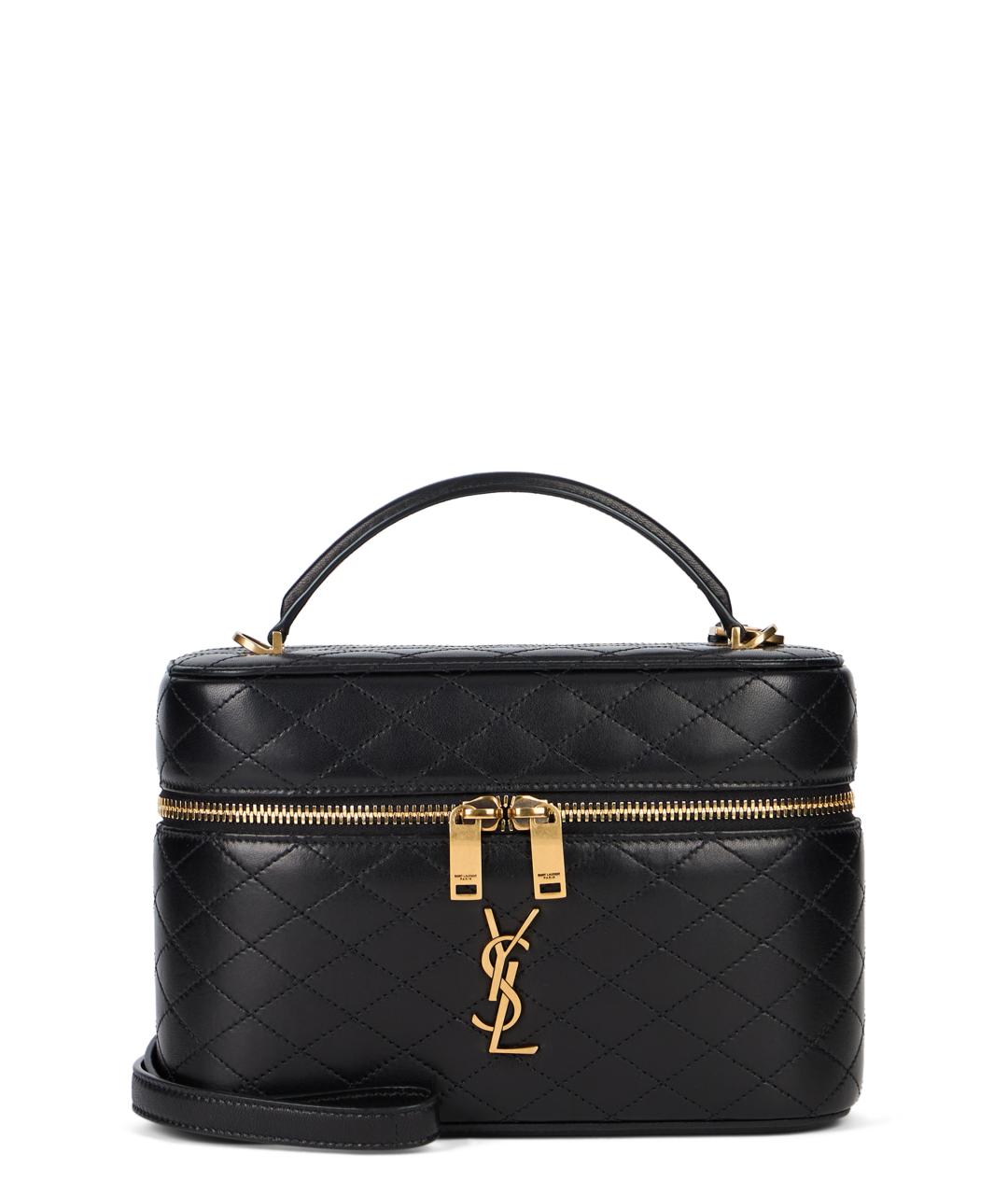 SAINT LAURENT Черная кожаная сумка с короткими ручками, фото 1