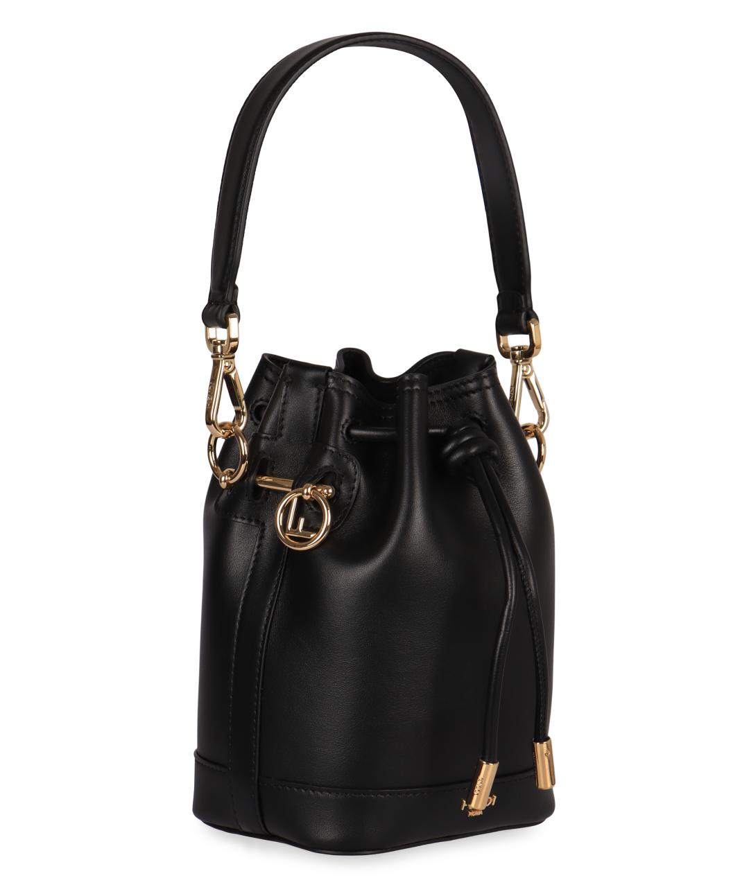 FENDI Черная кожаная сумка с короткими ручками, фото 2