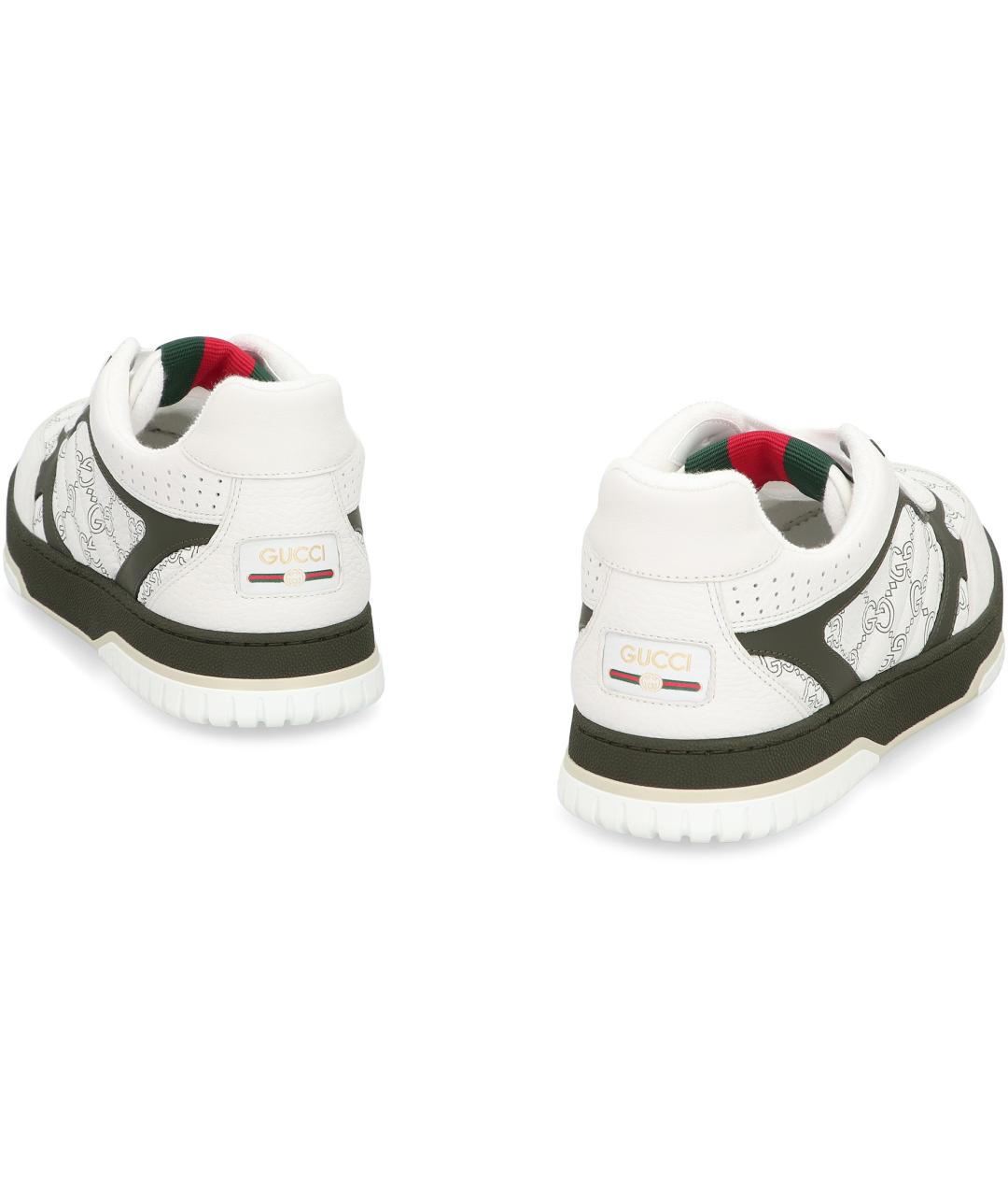 GUCCI Белые кожаные низкие кроссовки / кеды, фото 4