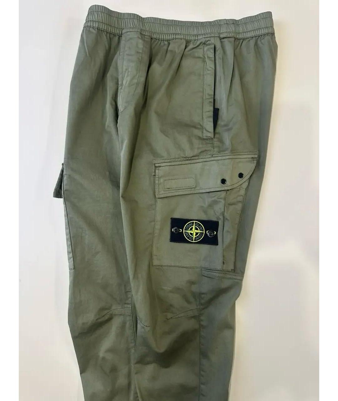 STONE ISLAND Хаки хлопковые повседневные брюки, фото 8