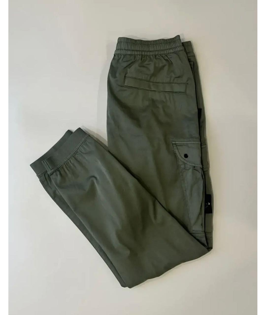 STONE ISLAND Хаки хлопковые повседневные брюки, фото 3