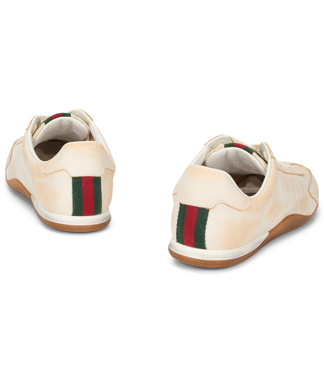 GUCCI Бежевые кожаные кроссовки, фото 3