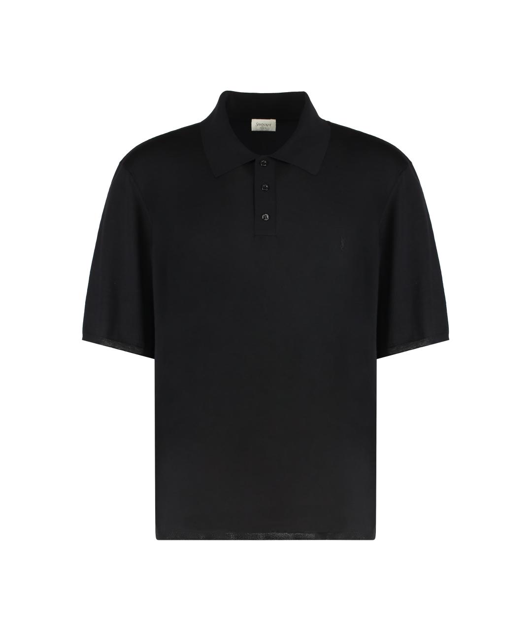 SAINT LAURENT Черное поло с коротким рукавом, фото 1