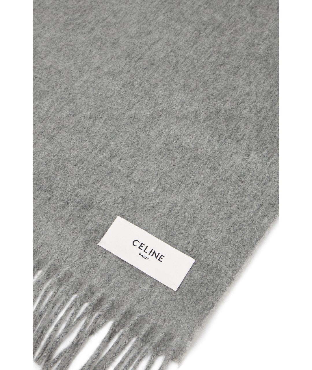 CELINE Серый кашемировый шарф, фото 2