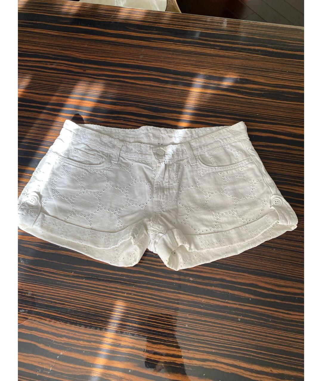 7 FOR ALL MANKIND Белые хлопко-эластановые шорты, фото 7