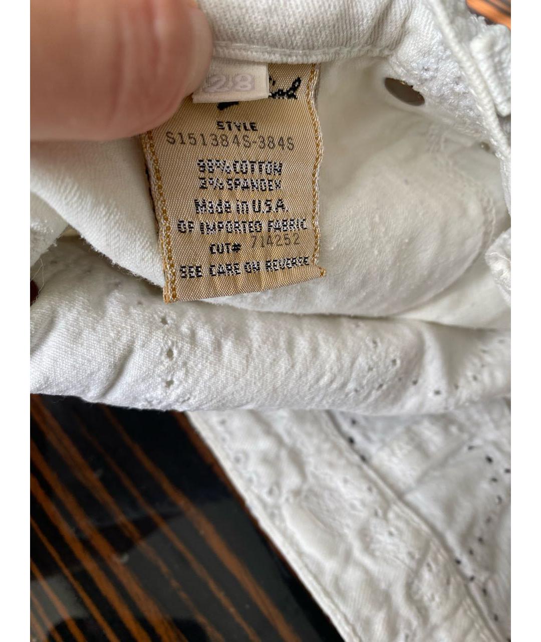 7 FOR ALL MANKIND Белые хлопко-эластановые шорты, фото 6