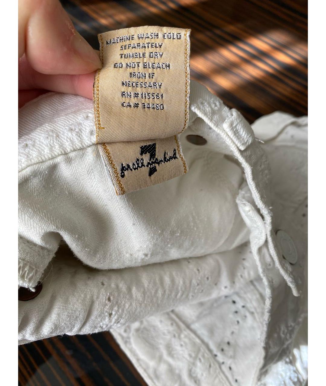 7 FOR ALL MANKIND Белые хлопко-эластановые шорты, фото 5