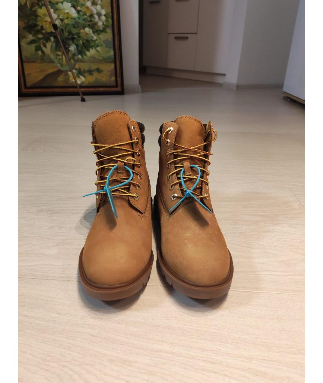 TIMBERLAND Горчичные кожаные низкие ботинки, фото 2