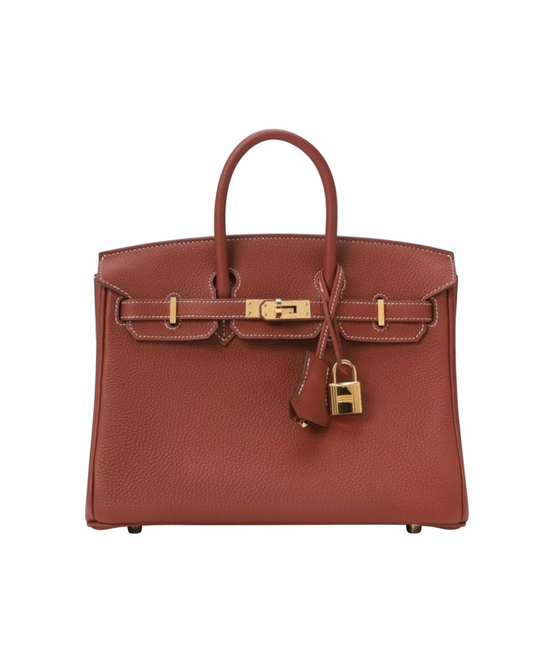 HERMES Бордовая кожаная сумка с короткими ручками, фото 1