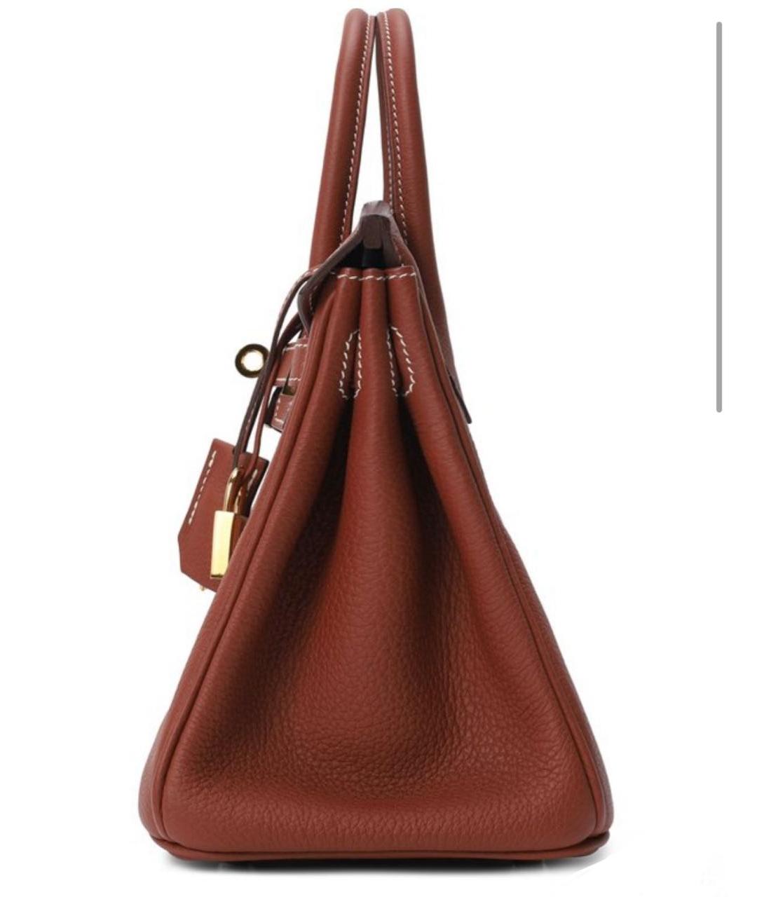 HERMES Бордовая кожаная сумка с короткими ручками, фото 2