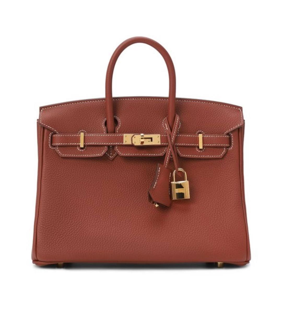 HERMES Бордовая кожаная сумка с короткими ручками, фото 8