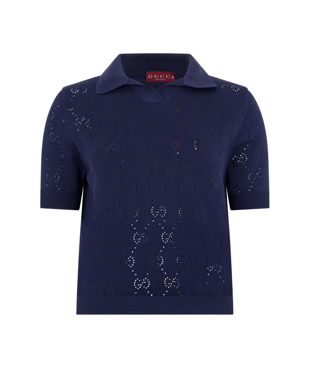 GUCCI Синяя хлопковая футболка, фото 3