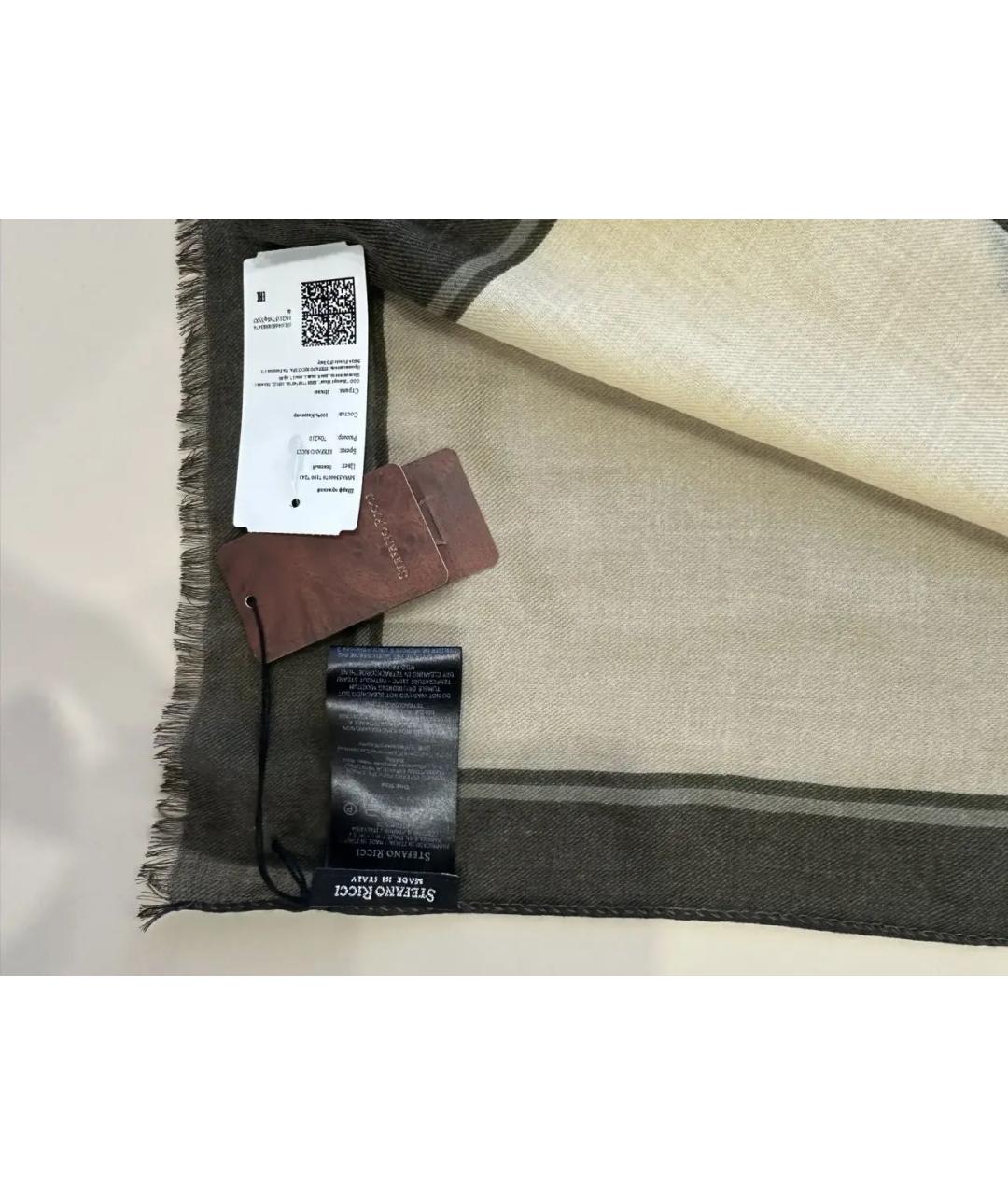 STEFANO RICCI Бежевый кашемировый шарф, фото 5