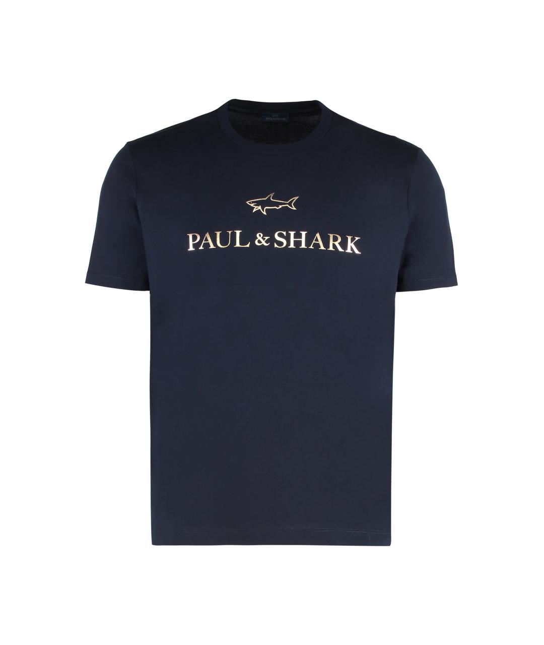 PAUL & SHARK Темно-синяя хлопковая футболка, фото 1