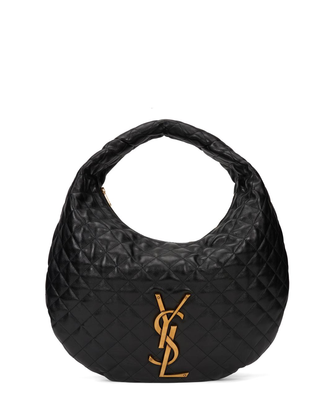 SAINT LAURENT Черная кожаная сумка с короткими ручками, фото 1