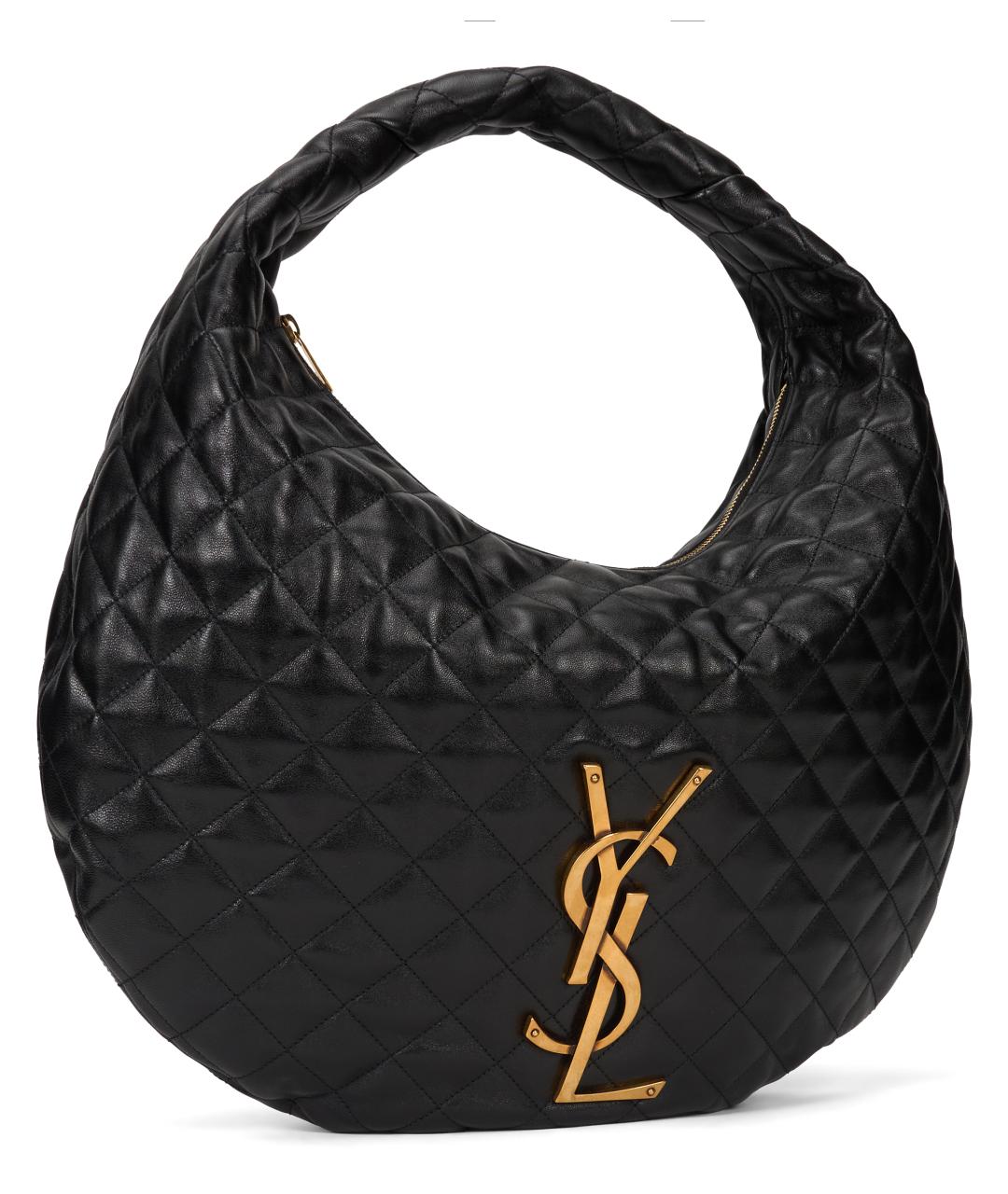 SAINT LAURENT Черная кожаная сумка с короткими ручками, фото 2