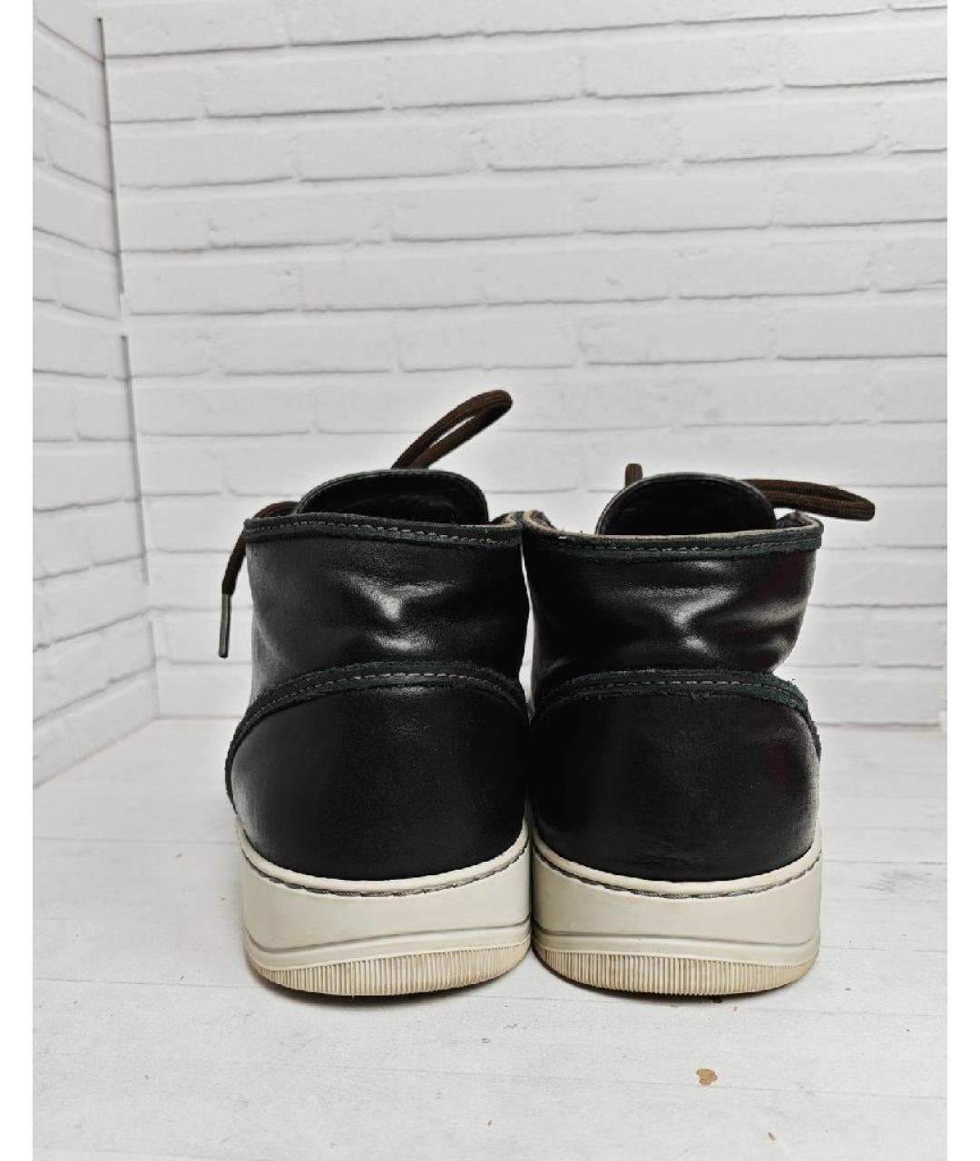 LANVIN Черные кожаные высокие кроссовки / кеды, фото 4