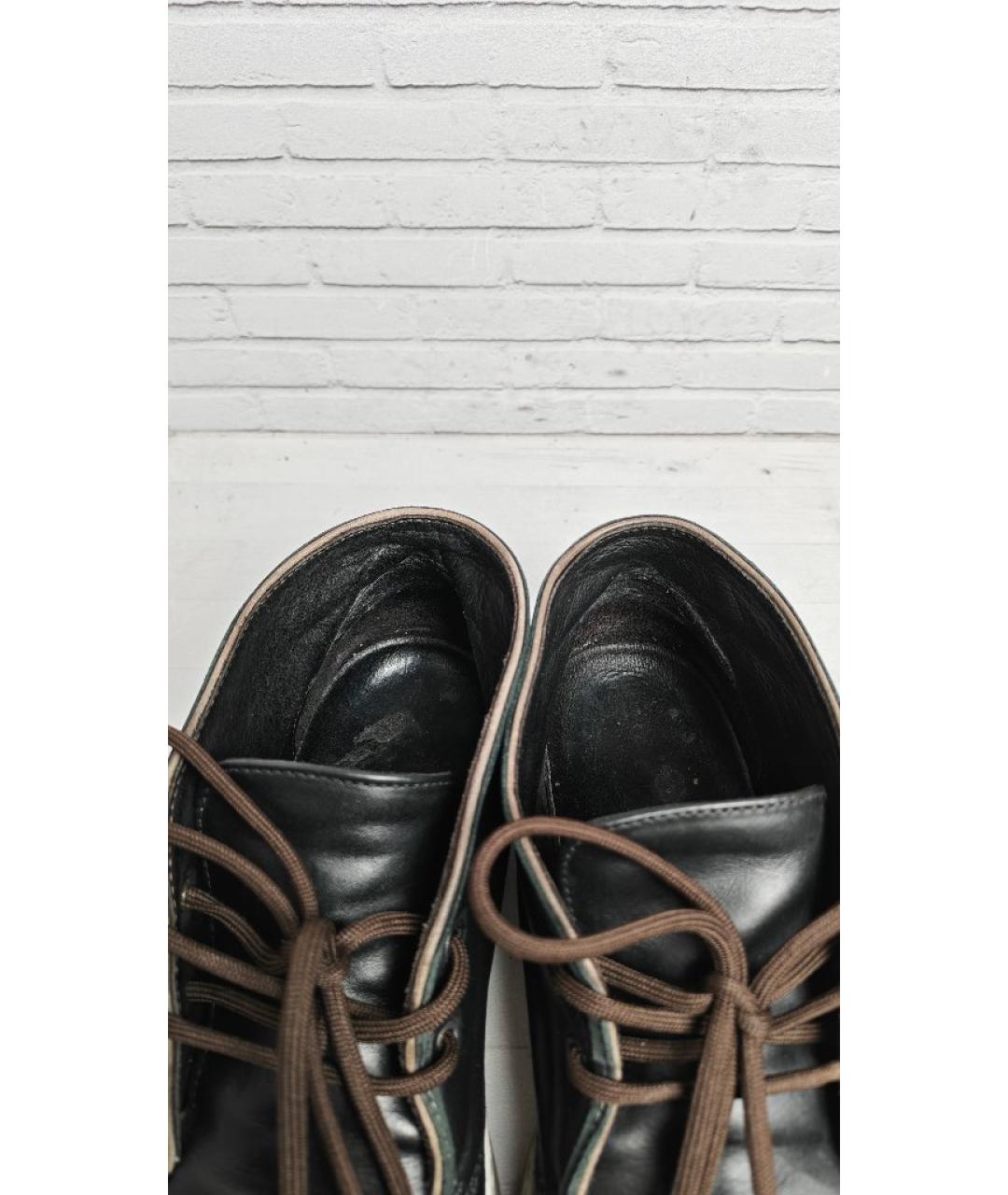 LANVIN Черные кожаные высокие кроссовки / кеды, фото 6