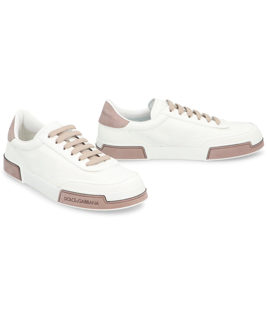 DOLCE&GABBANA Белые кожаные низкие кроссовки / кеды, фото 3