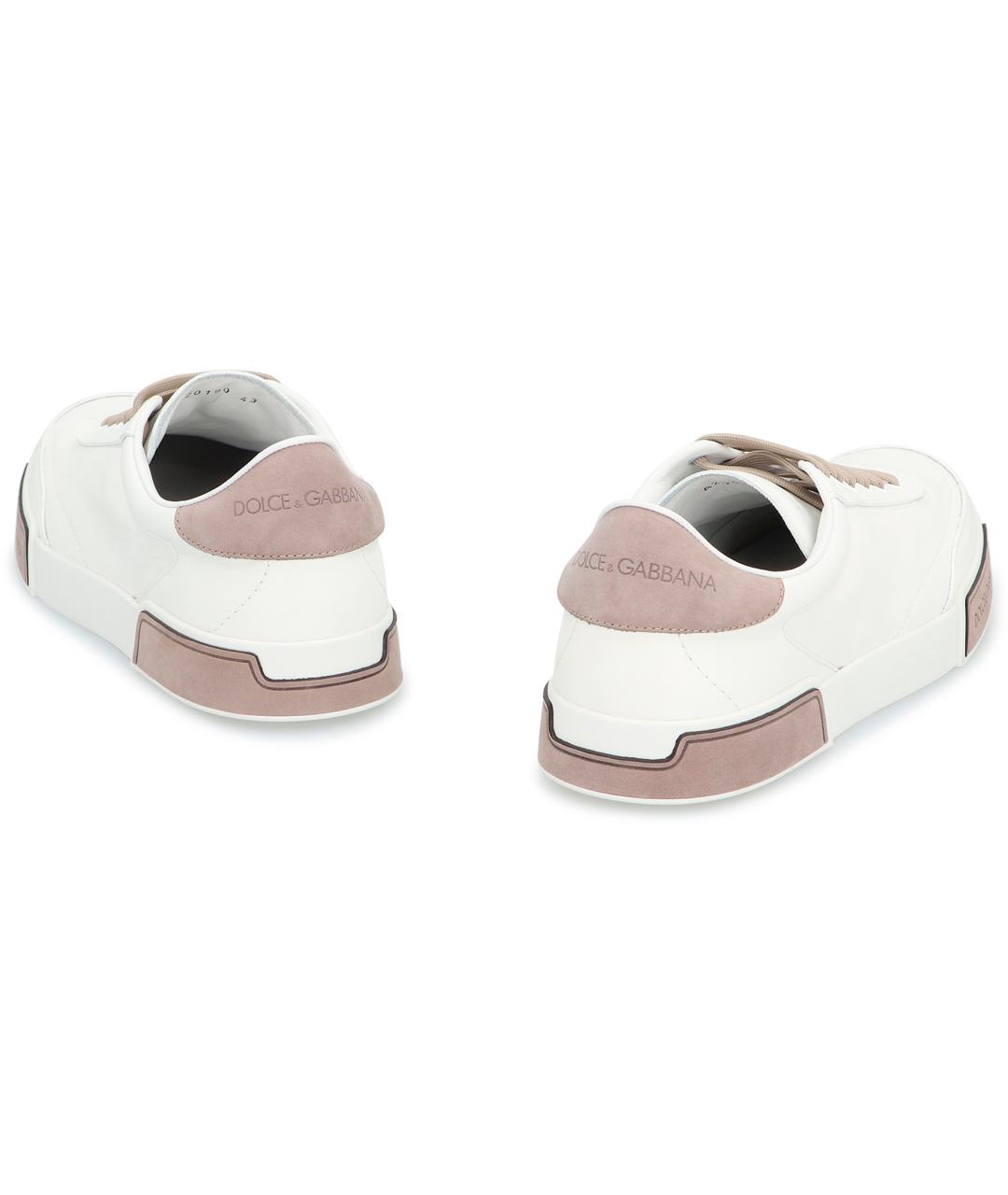 DOLCE&GABBANA Белые кожаные низкие кроссовки / кеды, фото 4