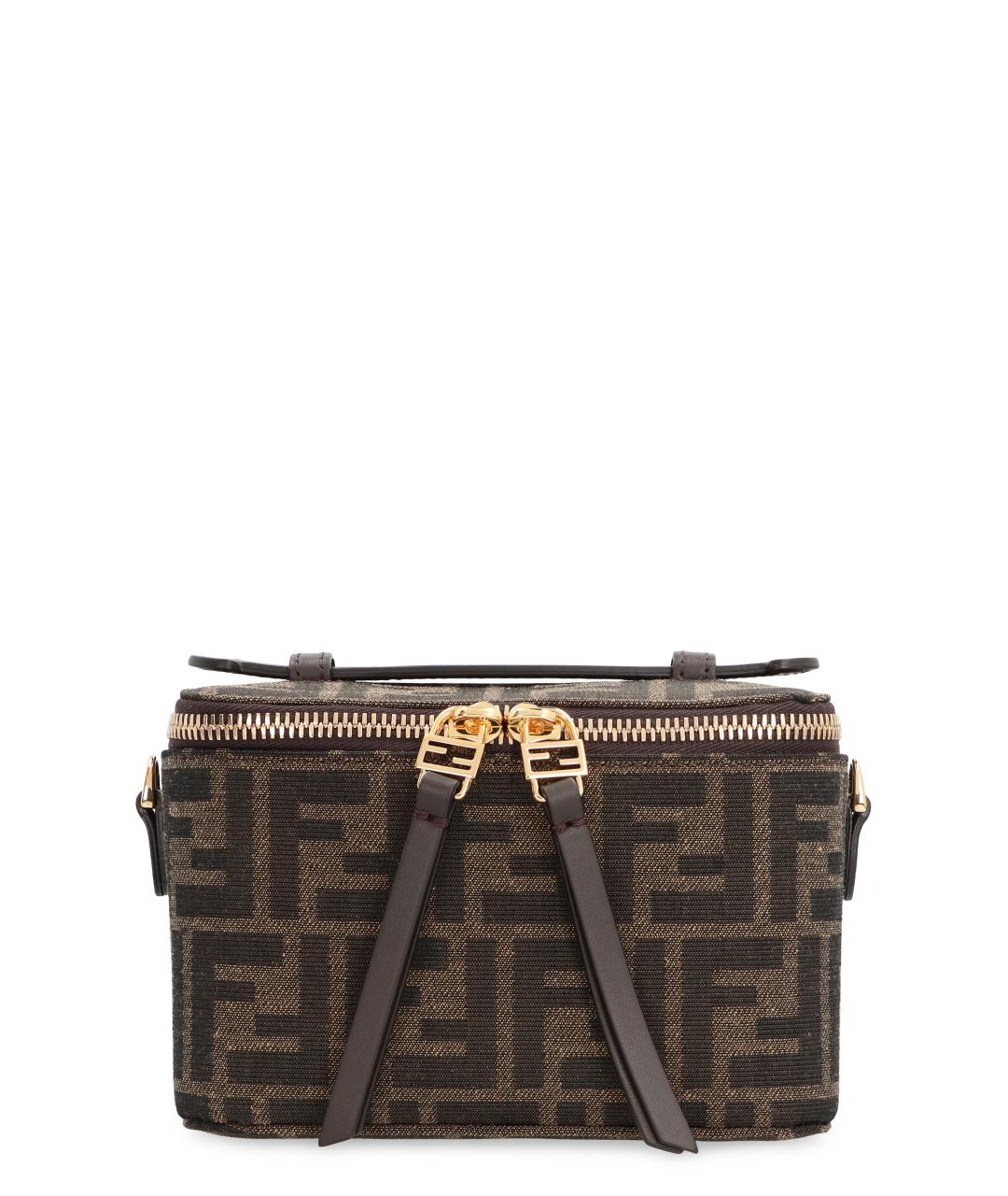 FENDI Коричневая синтетическая сумка с короткими ручками, фото 1