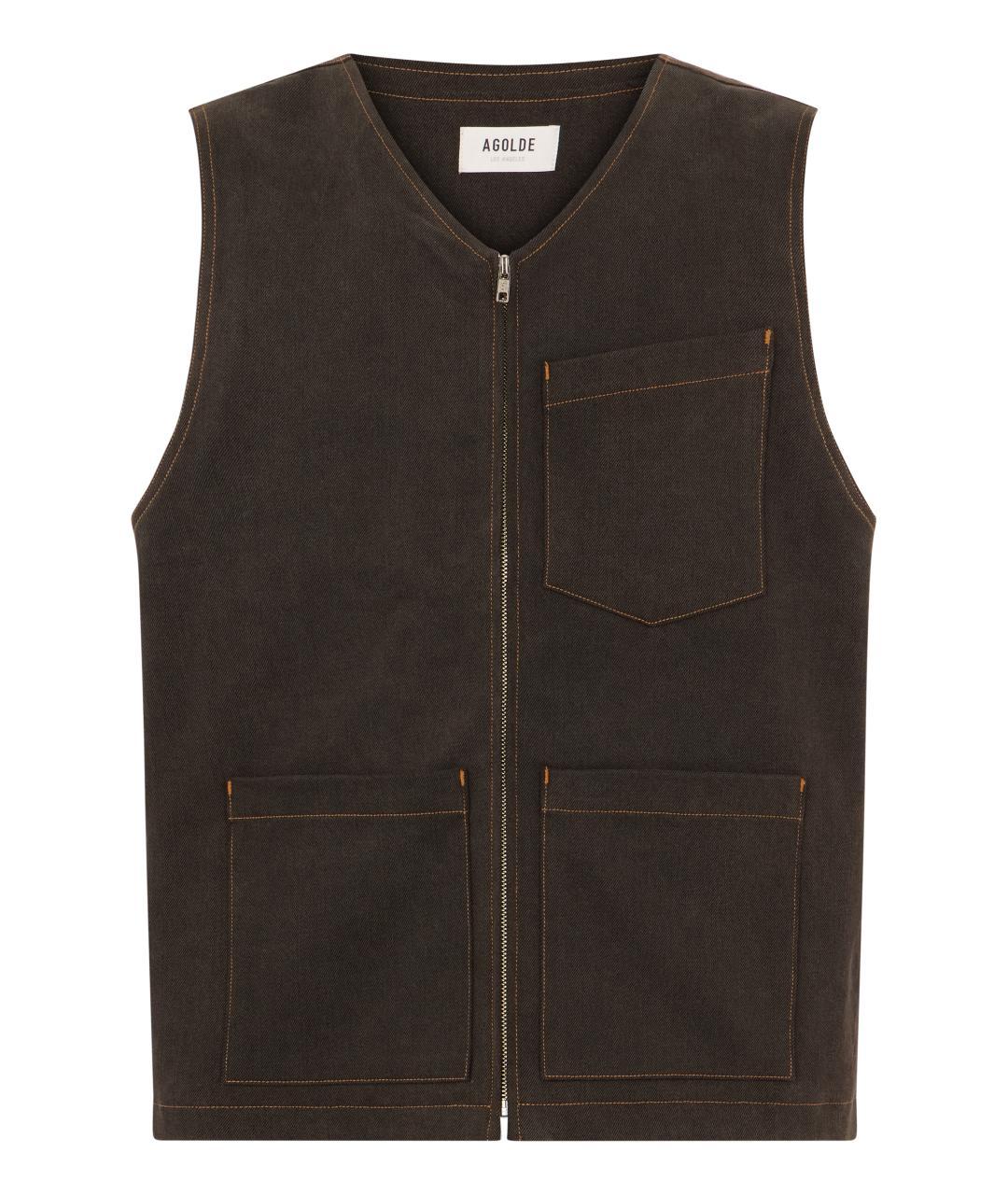 AGOLDE Коричневый хлопковый жилет, фото 3