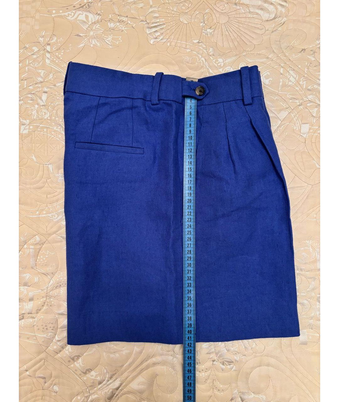 LORO PIANA Синие льняные шорты, фото 5