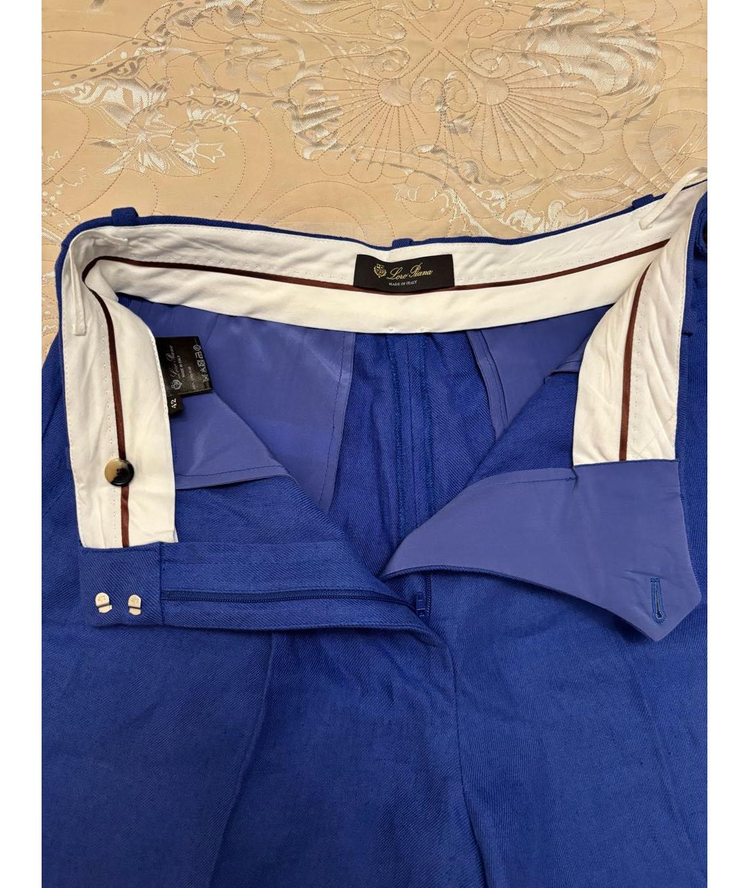 LORO PIANA Синие льняные шорты, фото 4