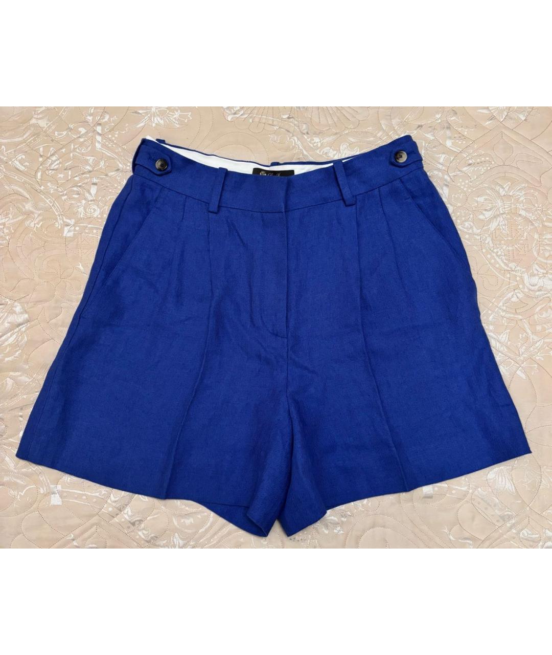 LORO PIANA Синие льняные шорты, фото 7