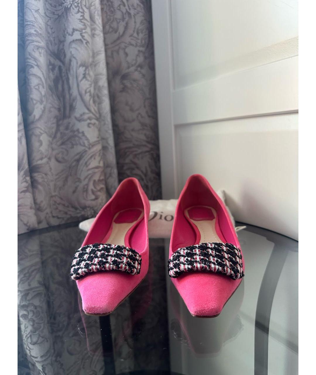 CHRISTIAN DIOR Фуксия замшевые лодочки на низком каблуке, фото 2