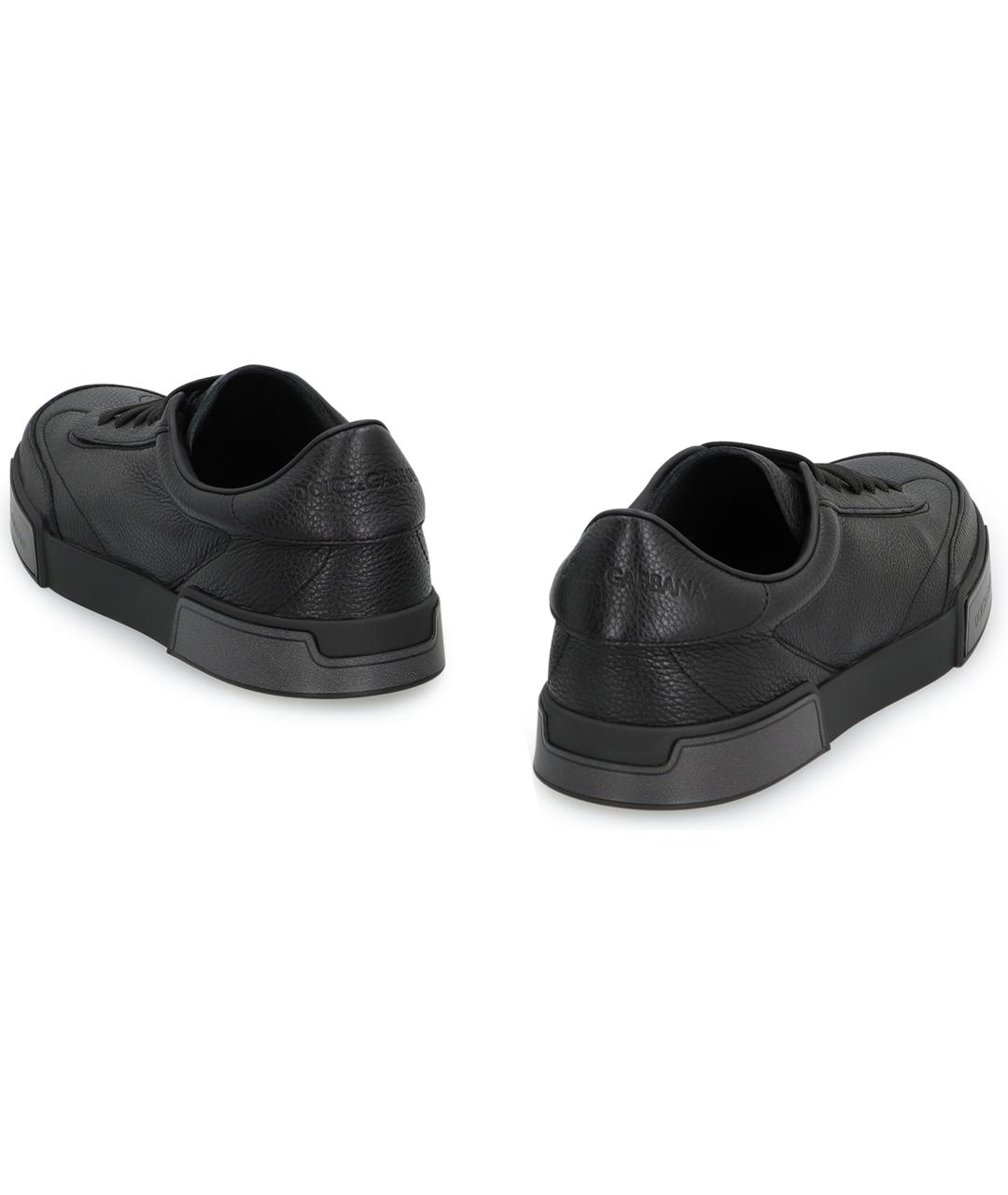 DOLCE&GABBANA Черные кожаные низкие кроссовки / кеды, фото 4