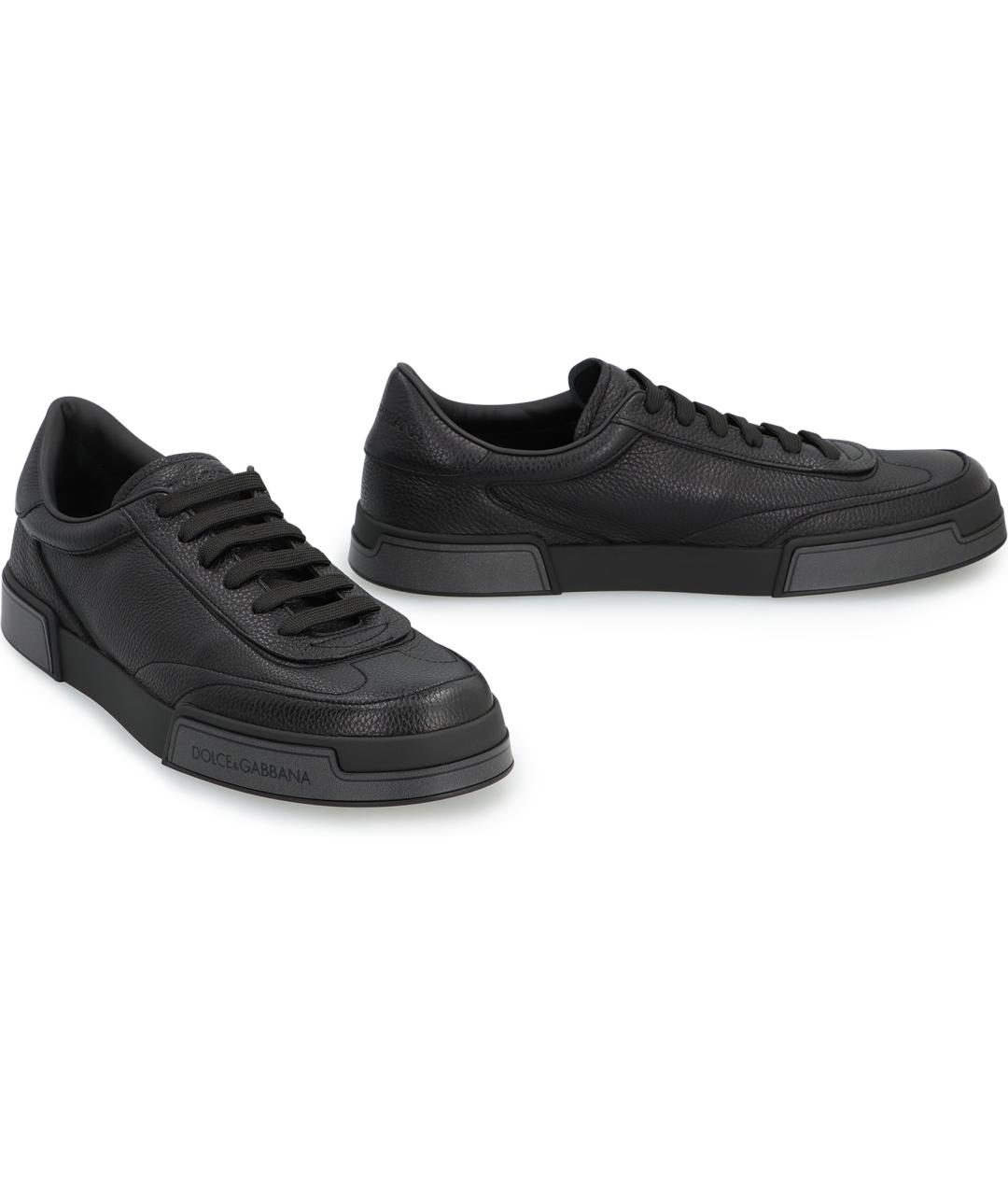 DOLCE&GABBANA Черные кожаные низкие кроссовки / кеды, фото 3