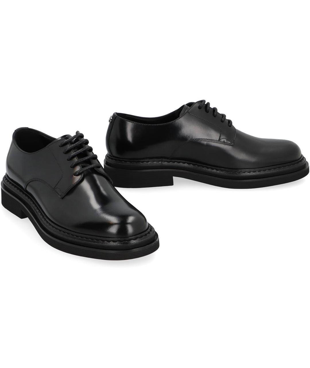 DOLCE&GABBANA Черные кожаные туфли, фото 2