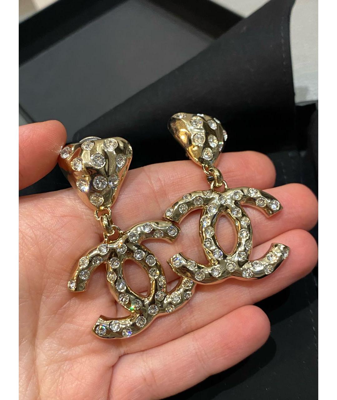 CHANEL Золотые металлические серьги, фото 7