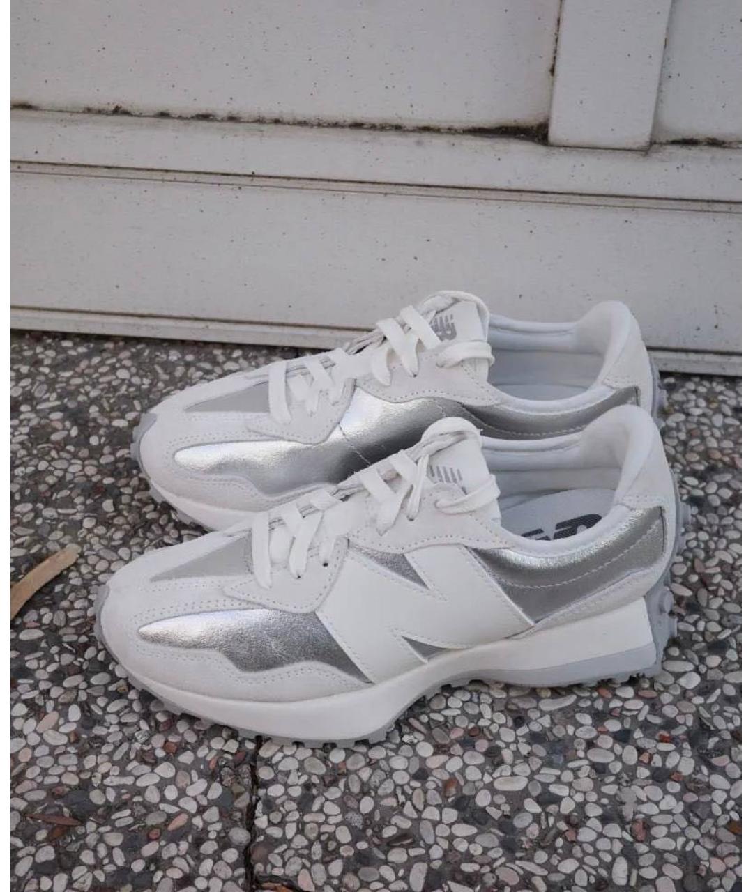 NEW BALANCE Серебряные кожаные кроссовки, фото 5