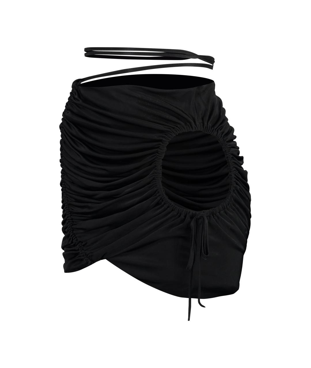 ANDREADAMO Черная вискозная юбка мини, фото 3