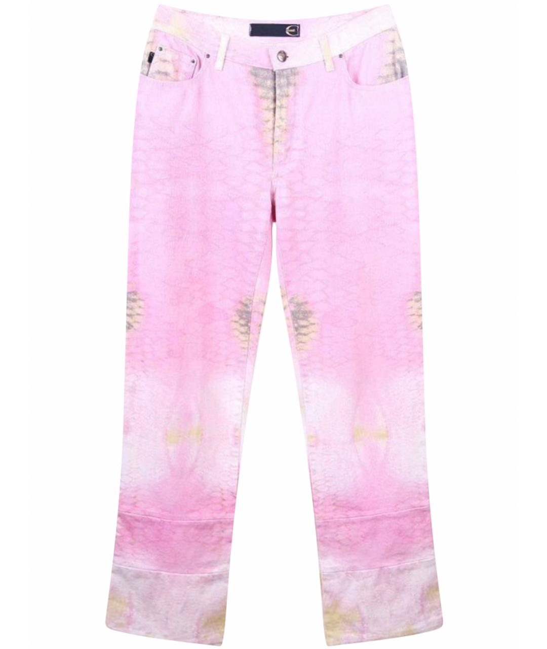 JUST CAVALLI Розовые хлопковые прямые джинсы, фото 1