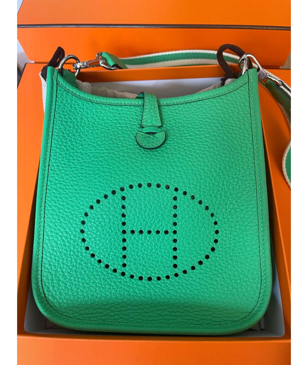 HERMES Зеленая кожаная сумка через плечо, фото 8