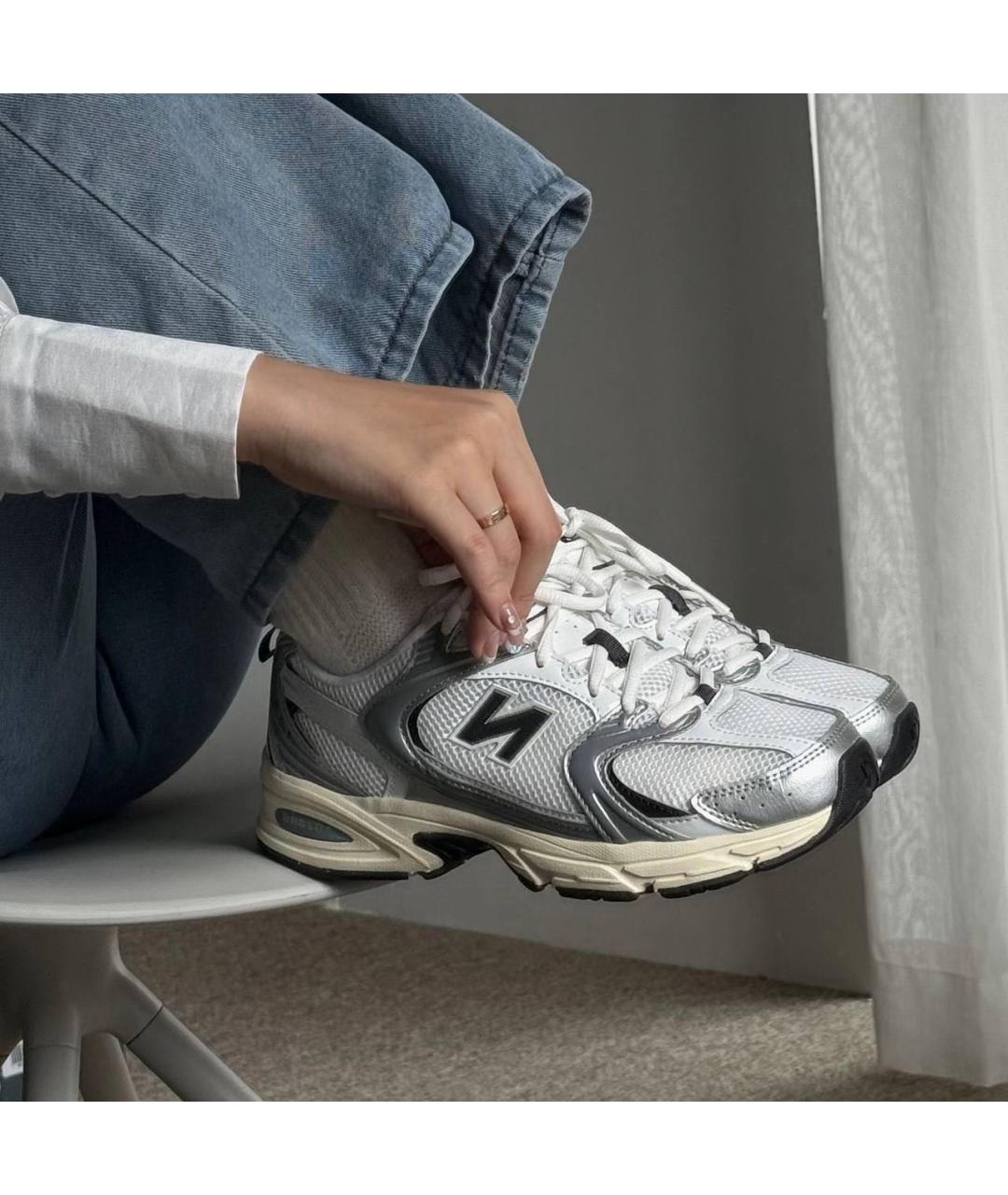 NEW BALANCE Серебряные текстильные кроссовки, фото 5