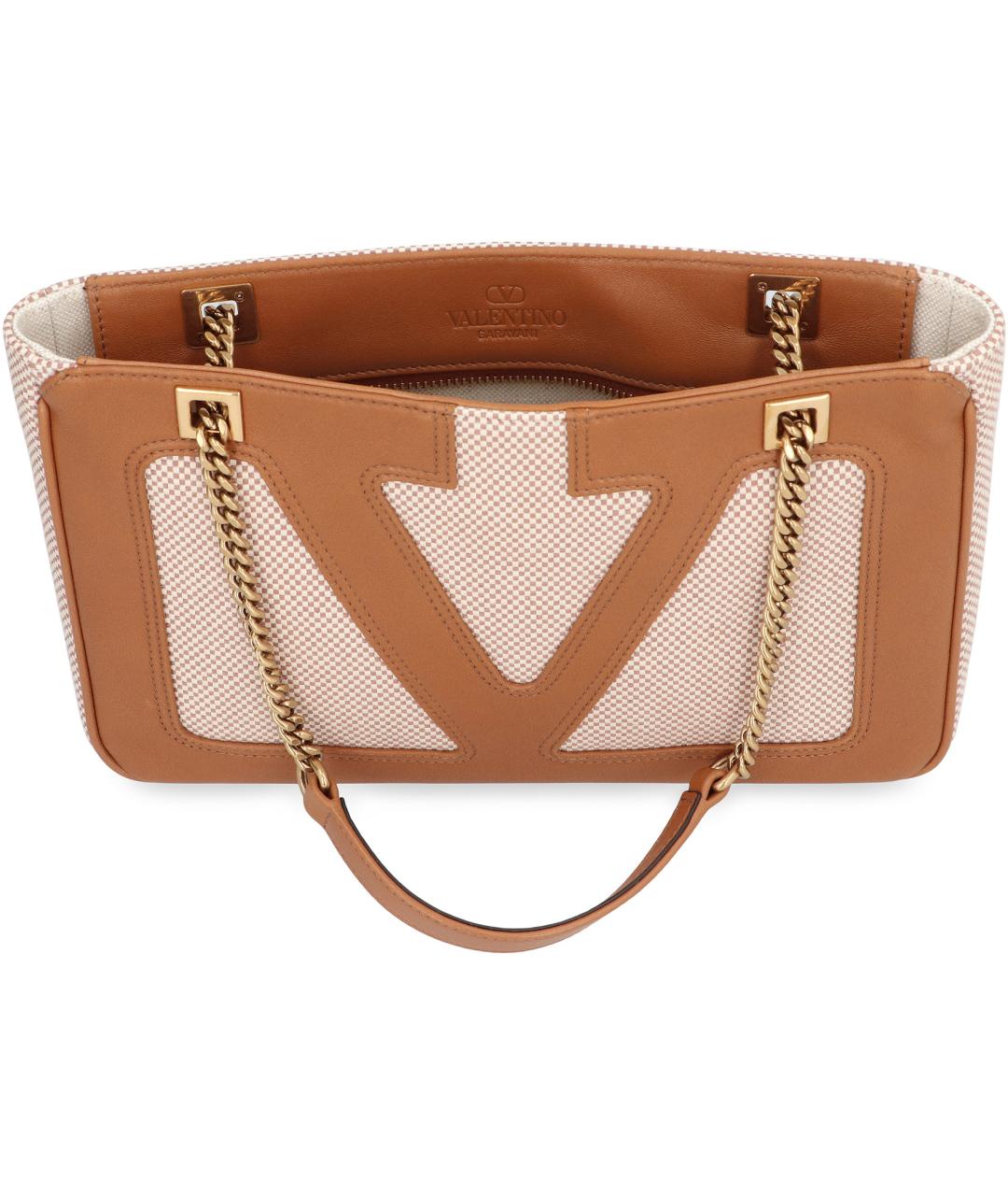 VALENTINO Коричневая тканевая сумка тоут, фото 5