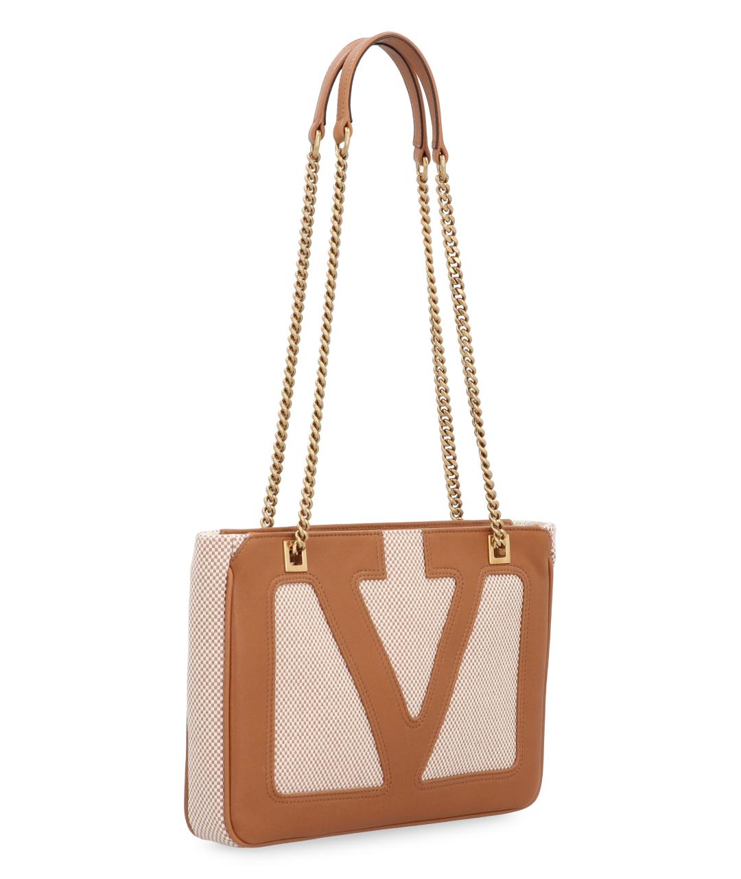 VALENTINO Коричневая тканевая сумка тоут, фото 3