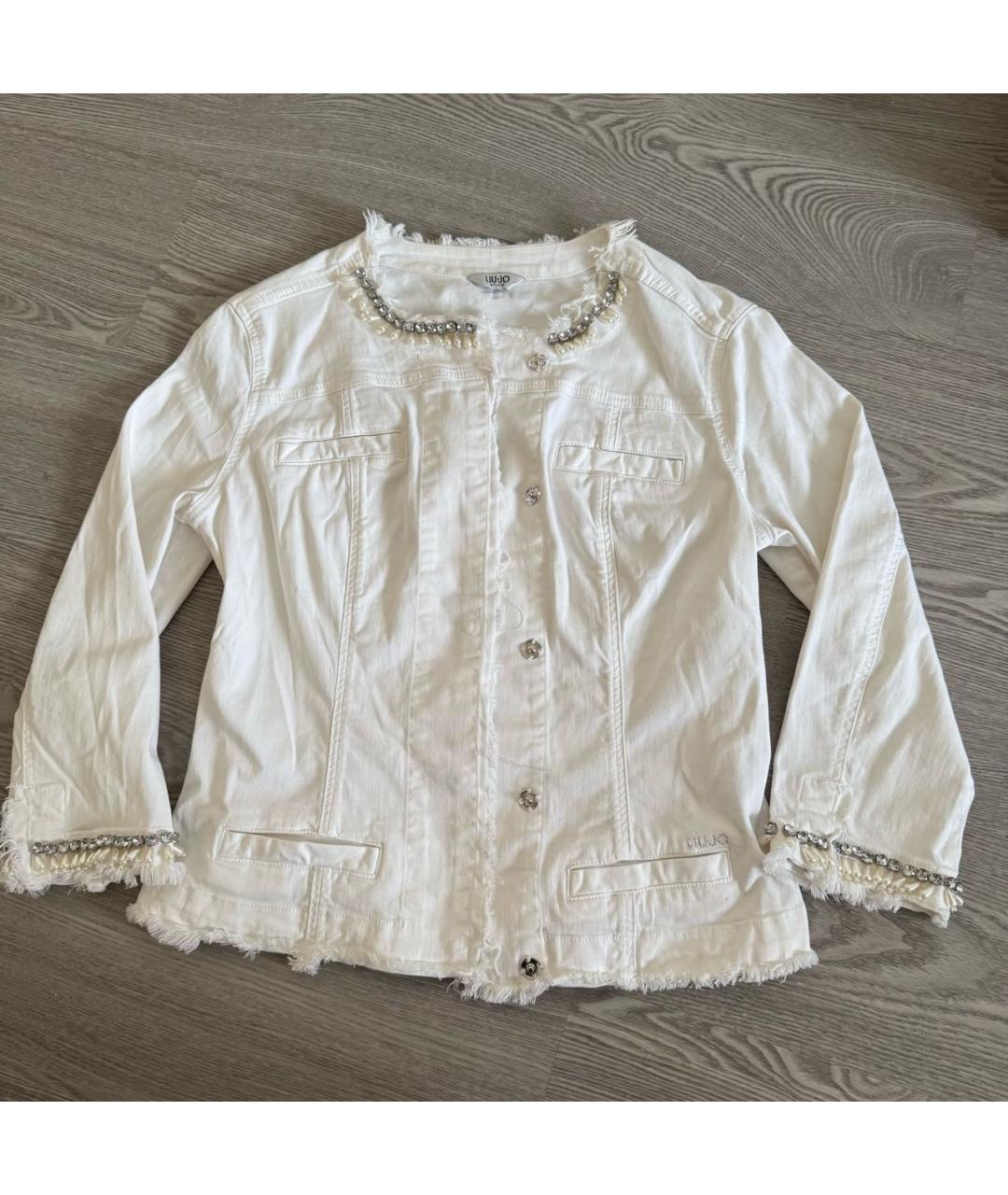 LIU JO Белая хлопко-эластановая куртка, фото 9