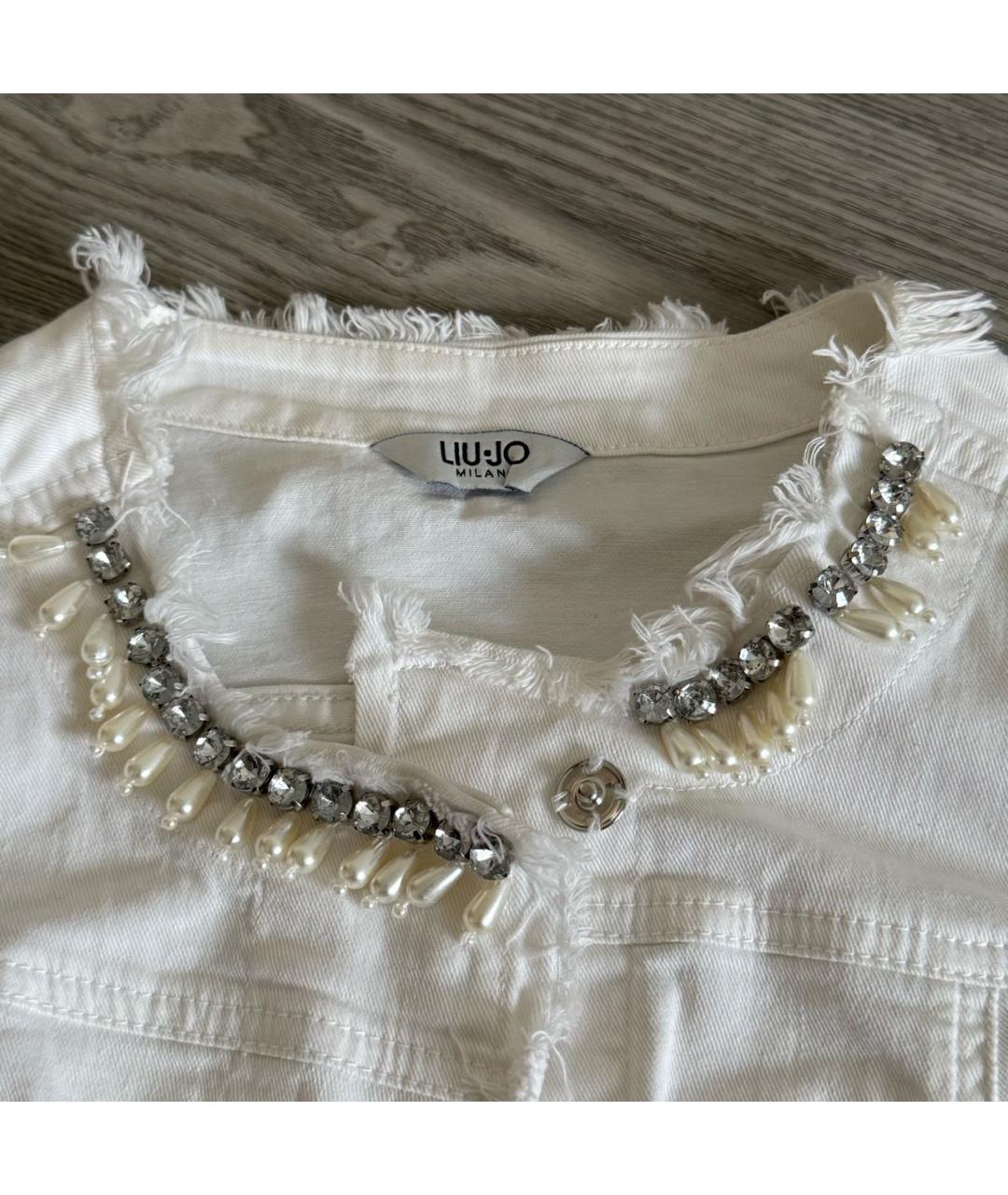 LIU JO Белая хлопко-эластановая куртка, фото 5