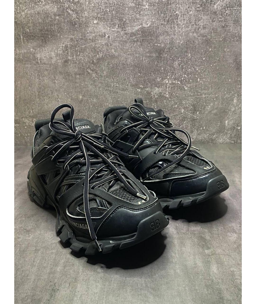 BALENCIAGA Черные кожаные низкие кроссовки / кеды, фото 3