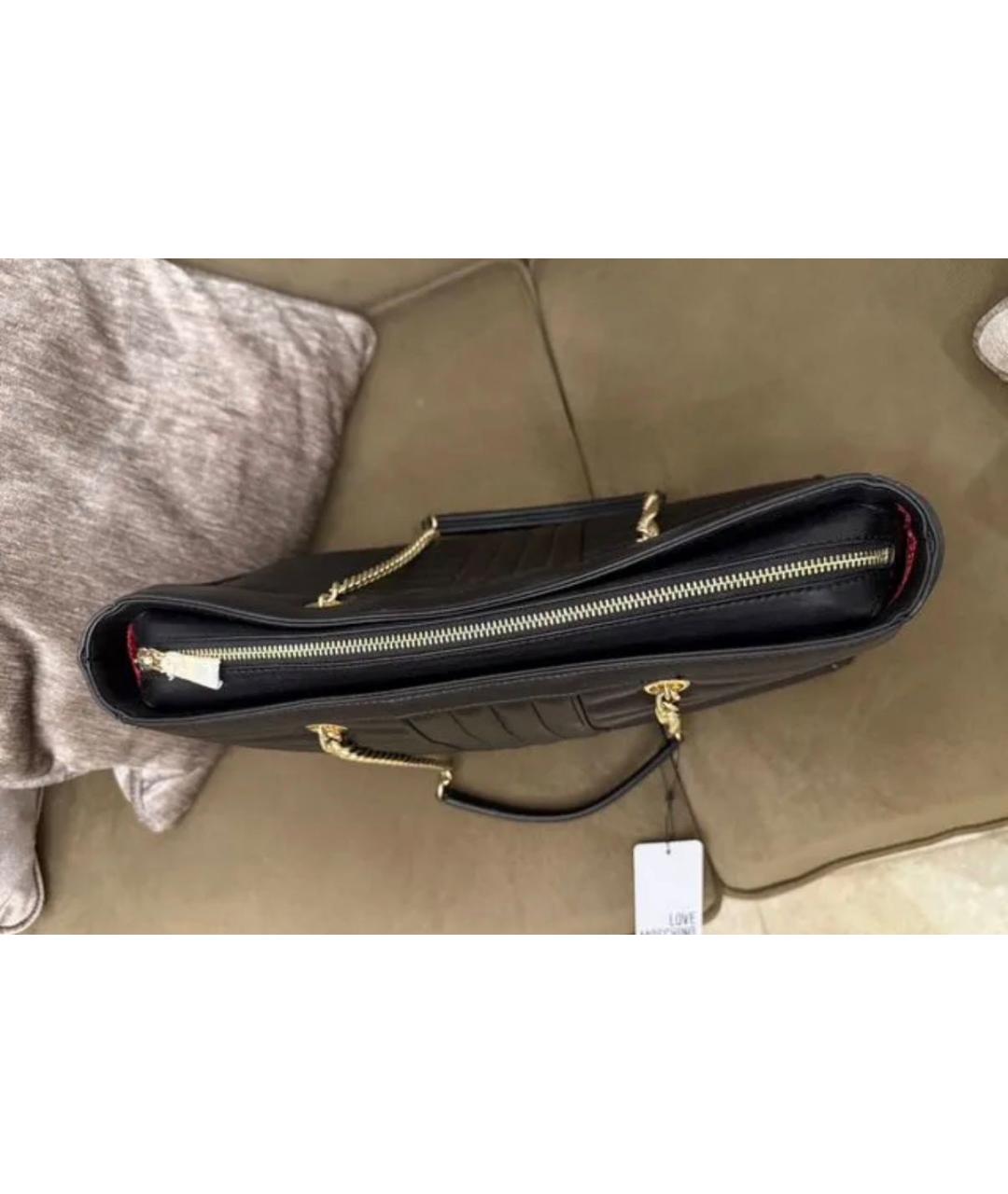 LOVE MOSCHINO Черная сумка тоут из искусственной кожи, фото 5